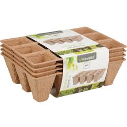 Lot de 4 plaques biod&eacute;gradables 12 alv&eacute;oles pour semis