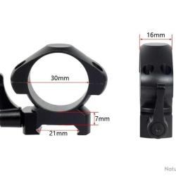 PAIRE DE COLLIERS DE MONTAGE 30MM &Agrave; LEVIER DE D&Eacute;GAGEMENT RAPIDE PROFIL MOYEN