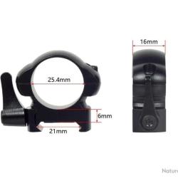 PAIRE DE COLLIERS DE MONTAGE 25,4MM &Agrave; LEVIER DE D&Eacute;GAGEMENT RAPIDE PROFIL BAS