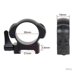 PAIRE DE COLLIERS DE MONTAGE 30MM &Agrave; LEVIER DE D&Eacute;GAGEMENT RAPIDE PROFIL BAS