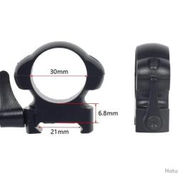 PAIRE DE COLLIERS DE MONTAGE 30 MM &Agrave; LEVIER DE D&Eacute;GAGEMENT RAPIDE PROFIL MOYEN