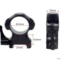 PAIRE DE COLLIERS DE MONTAGE 25,4MM &Agrave; LEVIER DE D&Eacute;GAGEMENT RAPIDE PROFIL HAUT