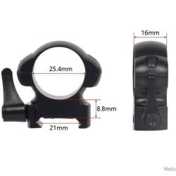 PAIRE DE COLLIERS DE MONTAGE 25,4 MM &Agrave; LEVIER DE D&Eacute;GAGEMENT RAPIDE PROFIL MOYEN