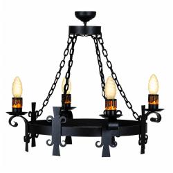 Suspension lustre fer forg&eacute; noir Lustre 6 Ampoules
