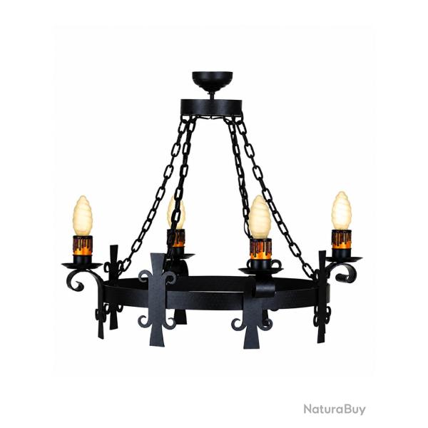 Suspension lustre fer forg� noir Lustre 4 Ampoules