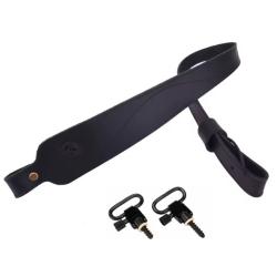 Sangle en cuir durable pour fusil de chasse, rembourr&eacute; lanc&eacute; - Noir