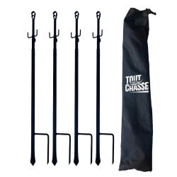 4 piquets d'aff&ucirc;t t&eacute;lescopiques avec sac
