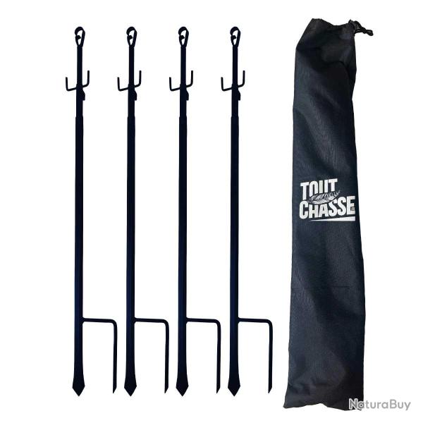 4 piquets d'aff�t t�lescopiques avec sac