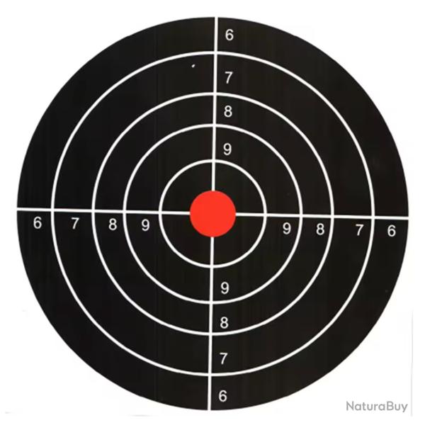 Lot de 20 cibles papier 17x17 centre rouge