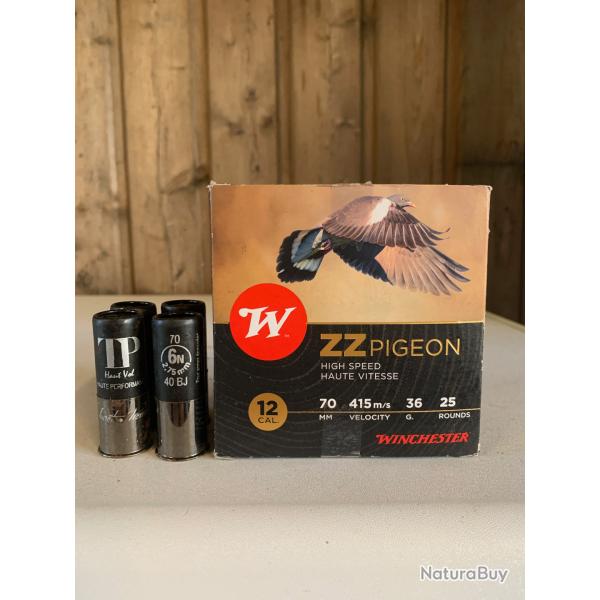 Lot 27 Cartouches Winchester ZZ Pigeon + Tunet Haut Vol HP cal.12/70