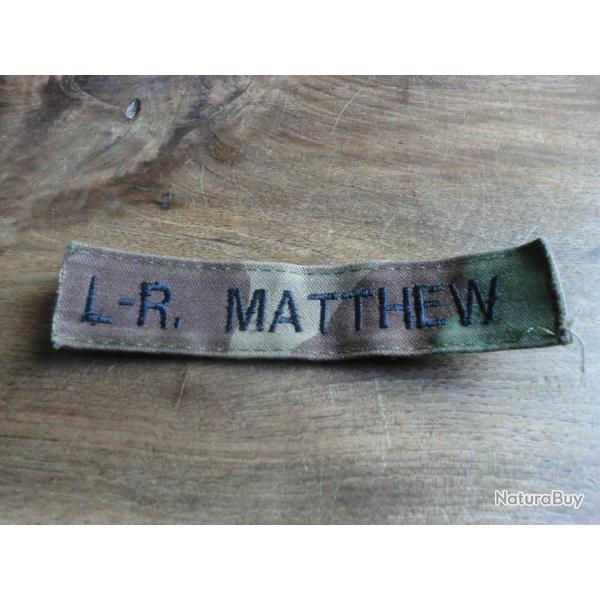 galon poitrine patch  L.R MATTHEW  cousu sur velcro