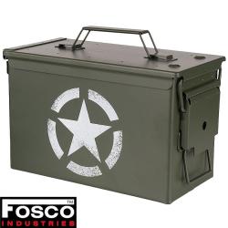 Bo&icirc;te &agrave; munitions militaire Cal. 50 - acier robuste &eacute;tanche - US Army Star