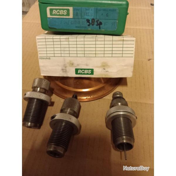 OUTILS RECHARGEMENT RCBS JAMAIS SERVI 38SP / 357M  avec SHELL HOLDER