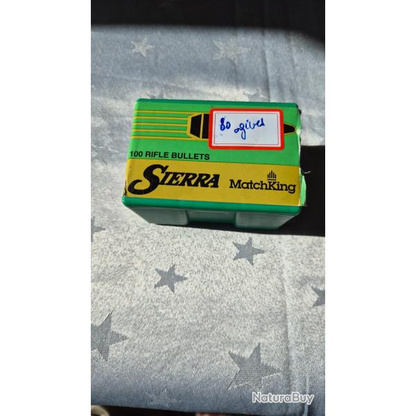 1 boite de balles SIERRA HPBT Calibre 308 - 200 grains - 80 ogives