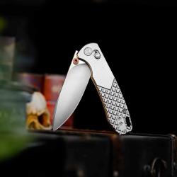 Couteau Trivisa Dragonfly Lame Acier M390 Satin Manche Titanium Grey Z-Axis Lock TVJM03OTM
