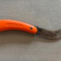 Serpette Pradines pliante - Manche orange - Lame acier courbe - Jardin / Collection