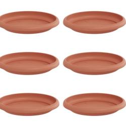 Plateaux fleurs plastique rouge brique &Oslash;19x2 cm l&eacute;gers durables 6 pcs