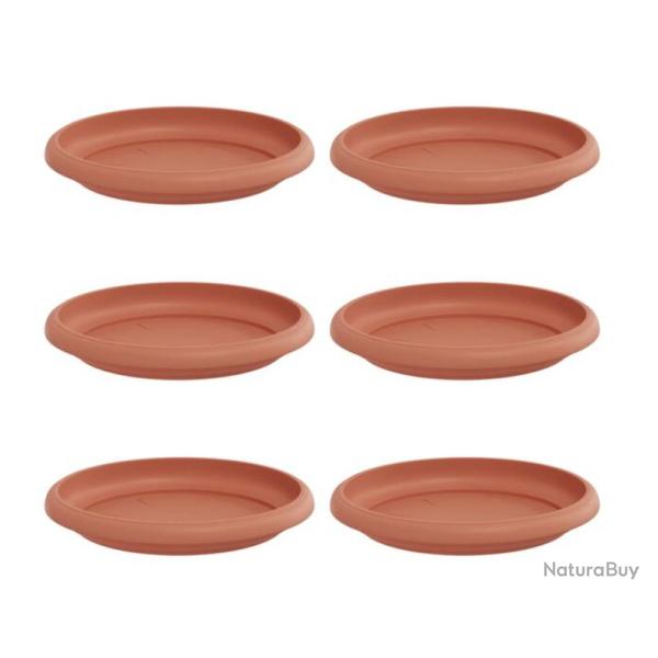 Plateaux fleurs plastique rouge brique �19x2 cm l�gers durables 6 pcs