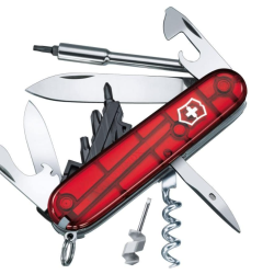 Victorinox 1.7605.T Cyber Tool S - Couteau Suisse Multifonctions 27 Outils, Rouges Translucide