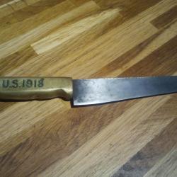 couteau  de tranch&eacute;e  1918 ,travail de poilu marquage sur la lame perdrix