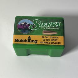 Ogives Sierra 1410 Cal 22 diam&egrave;tre .224 52gr HPBT MK x100