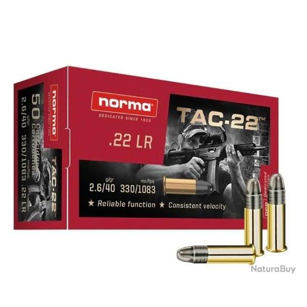 Munitions 22Lr NORMA TAC-22 subsonic HP 40gr x50