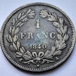 Pi&egrave;ce De Monnaie Argent  France 1 franc Louis Philippe I 1840 Paris