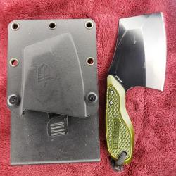 Couteau Gerber Tri-Tip Mini Cleaver Lame Acier 7Cr17MoV Manche Aluminium Green Etui Plastique