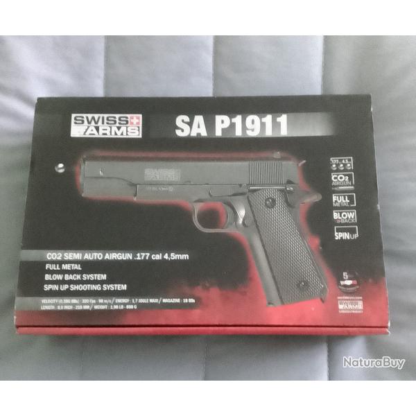PISTOLET A PLOMB CO2 SWISS ARMS 1911 BLOW-BACK 4.5 MM