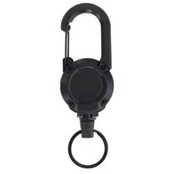 Porte-cl&eacute;s r&eacute;tractable avec mousqueton - Noir