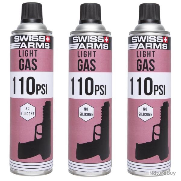 3 x Bouteilles de gaz sec Swiss Arms Light 110 PSI 400 ml