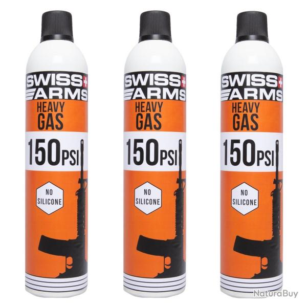 3 x Bouteilles de Gaz Sec GBB NBB Swiss Arms 150 PSI 600 ml