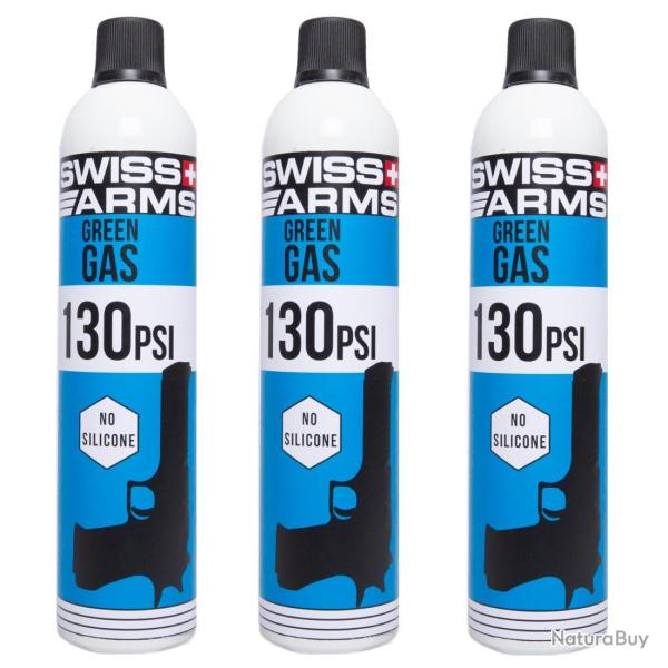 3 x Bouteilles de Gaz Sec GBB NBB Swiss Arms 130 PSI 600 ml
