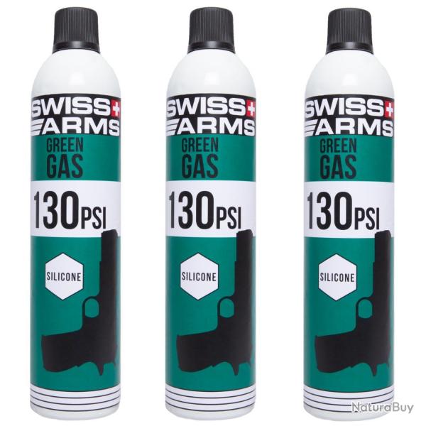 3 x Bouteilles de gaz Blowback GBB NBB Swiss Arms 130 PSI avec silicone 600 ml