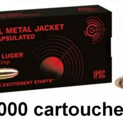 Munitions GECO FMJ CALIBRE 9 mm Luger / 9 x 19 / 9 mm para 124 GRS BO&Icirc;TE DE 50 20 boites (1000 munit