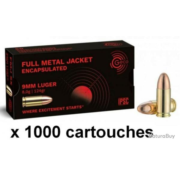 Munitions GECO FMJ CALIBRE 9 mm Luger / 9 x 19 / 9 mm para 124 GRS BO�TE DE 50 20 boites (1000 munit