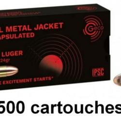 Munitions GECO FMJ CALIBRE 9 mm Luger / 9 x 19 / 9 mm para 124 GRS BO&Icirc;TE DE 50 10 boites ( 500 munit