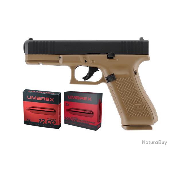 PACK PIST GLOCK 17 GEN5 CAL 43 PAINTBALL T4E COYOTE