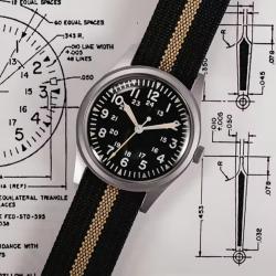 Field watch, montre militaire p&eacute;riode guerre du Vietnam hommage Hamilton H3, benrus, bulova, timex