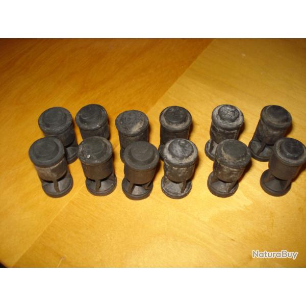 12 Balles caoutchouc  d'occasion cal 12 H 36 mm.,diam 18.5mm env.