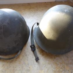 Casque jus TTA 51 p&eacute;riode guerre Indochine Alg&eacute;rie lourd + l&eacute;ger 1953 Indo