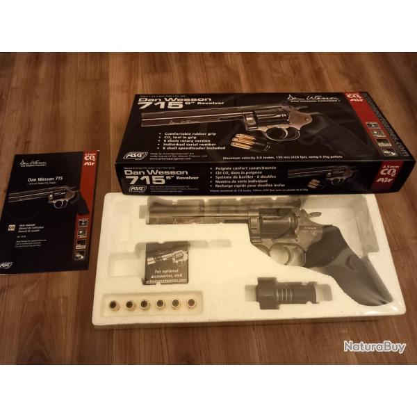 r�plique 357 MAGNUM Revolver plombs Dan Wesson 715 6" gris, calibre 4.5 mm NEUF sous blister