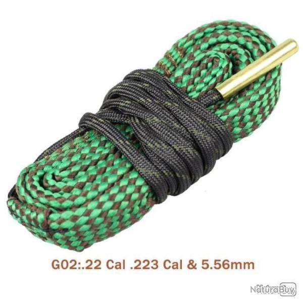 CORDON DE NETTOYAGE TYPE BORESNAKE CALIBRE .22 .222 .223 5.56 - LIVRAISON GRATUITE