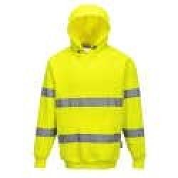 SWEAT CAPUCHE JAUNE FLUO 2 BANDES