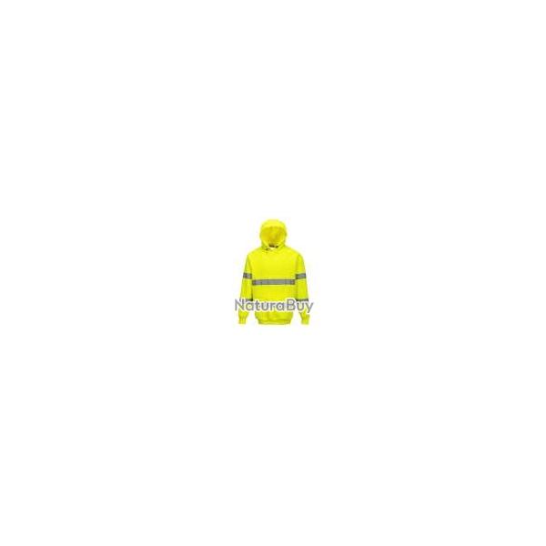 SWEAT CAPUCHE JAUNE FLUO 2 BANDES
