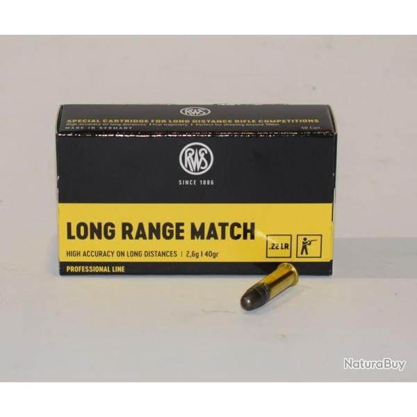 boite 500 cartouches RWS 22 long range match 40 grains 2433398