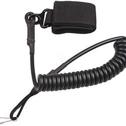 DRAGONNE DE S&Eacute;CURIT&Eacute; EN SPIRALE EXTENSIBLE - NOIR - LIVRAISON GRATUITE