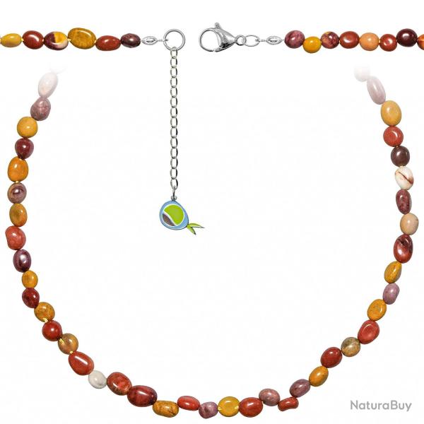 Collier en jaspe mokaite - Perles roul�es 5 � 8 mm - 60 cm