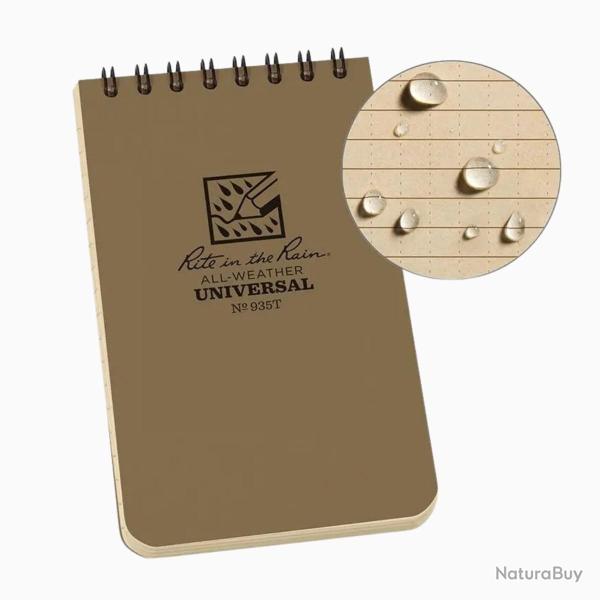 Calepin imperm�able 8x13 Top Spiral Tan