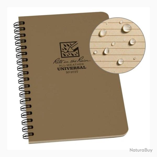 Calepin Imperm�able 12x18 Spiral Tan